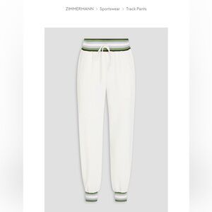 Zimmermann Textured White & Stripe Track Pants. Size 0 Brand New.
